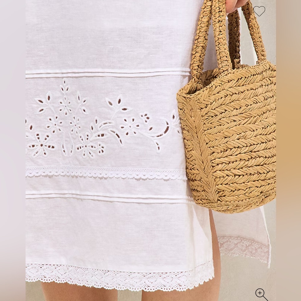 NWT Eyelet midi dress in linen-cotton blend Size Small - Picture 3 of 16